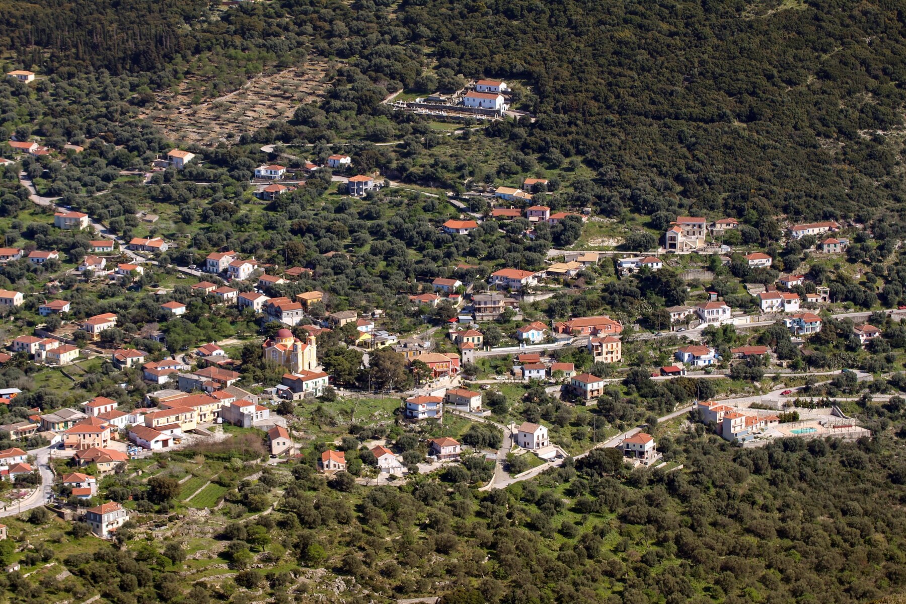 Πανοραμική θέα στον οικισμό του Σταυρού στην Ιθάκη