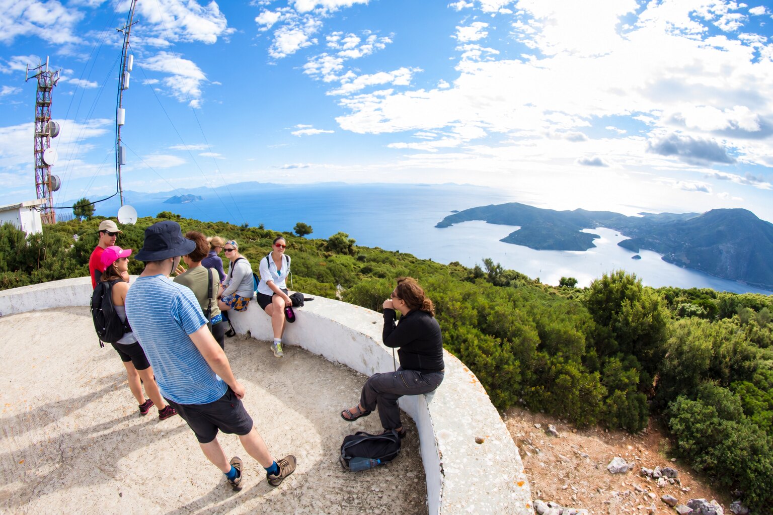 A group of walkers on a scenic Ithaca lookout