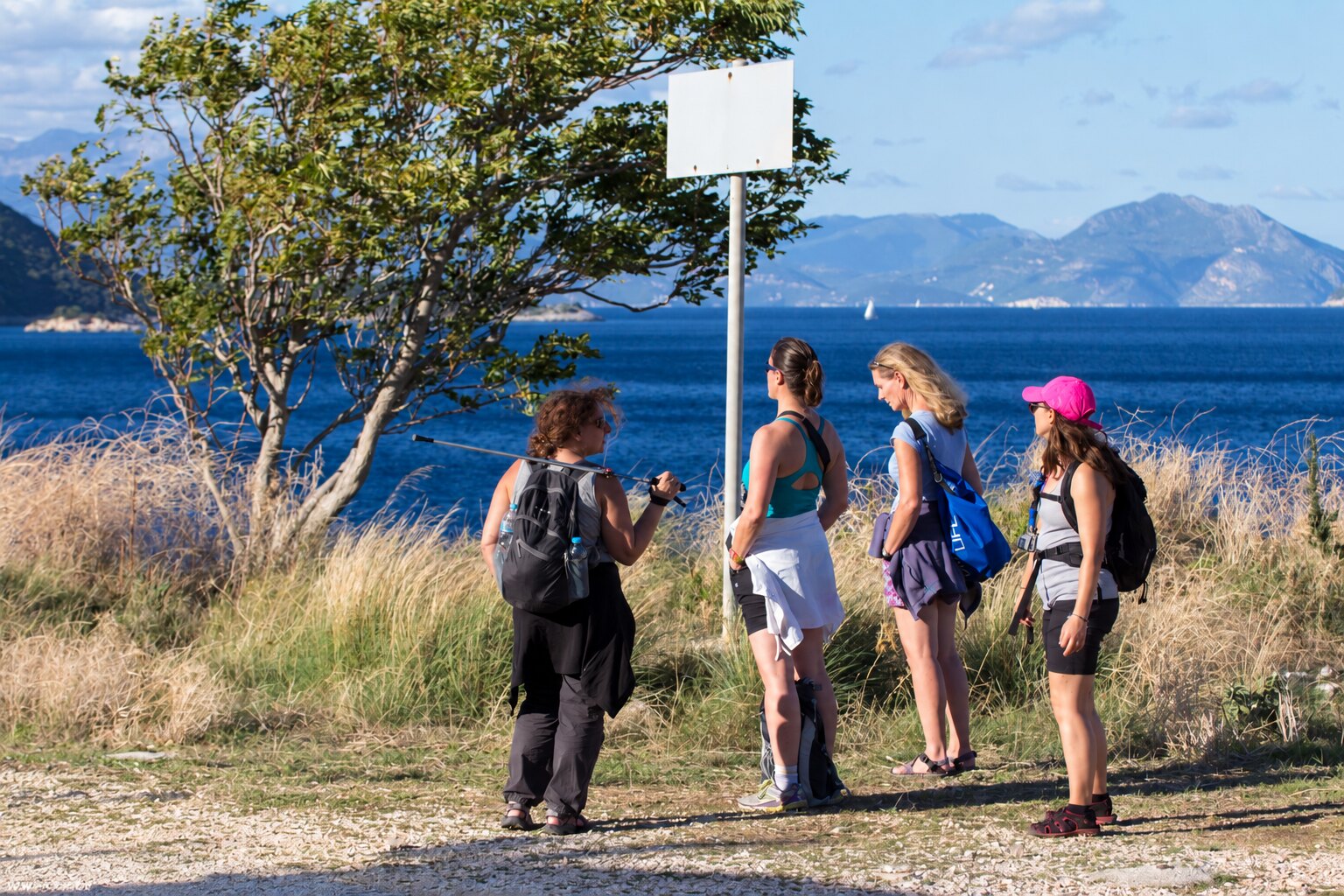 A group of walkers looking out to sea